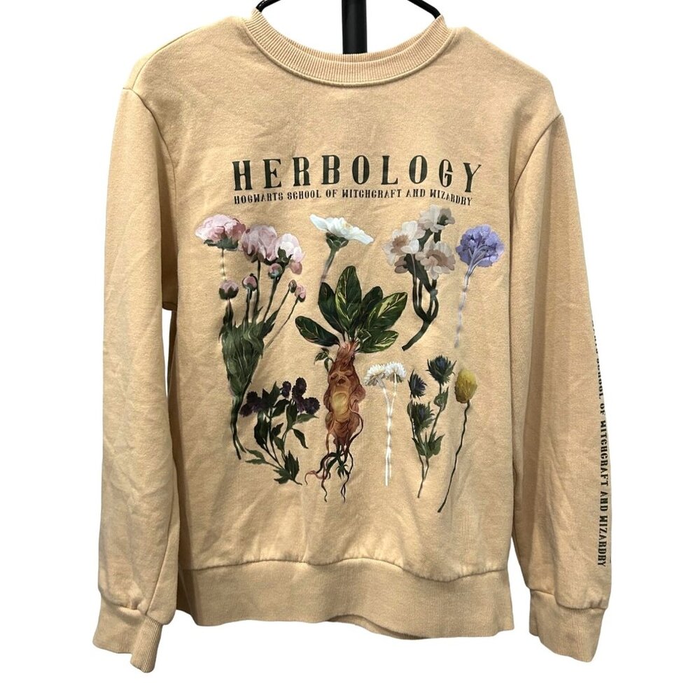 Herbology Harry Potter Sweatshirt Beige Floral Print Sz XS